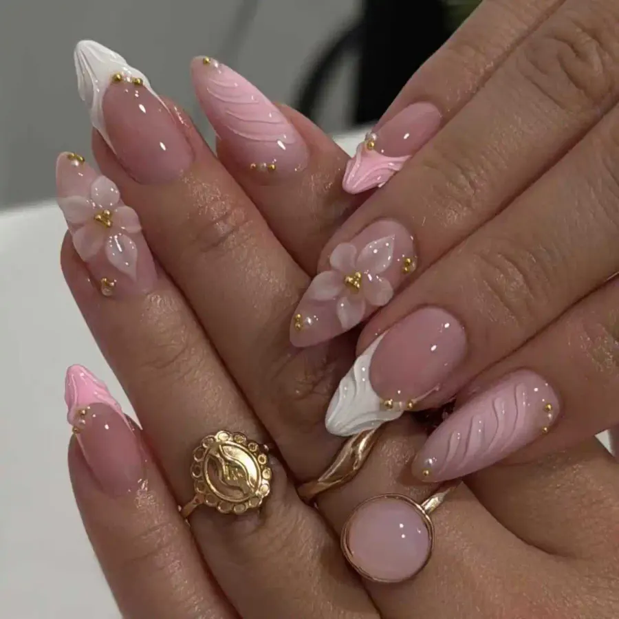 Almond Pink Press-On Nail Set — 24 Pieces