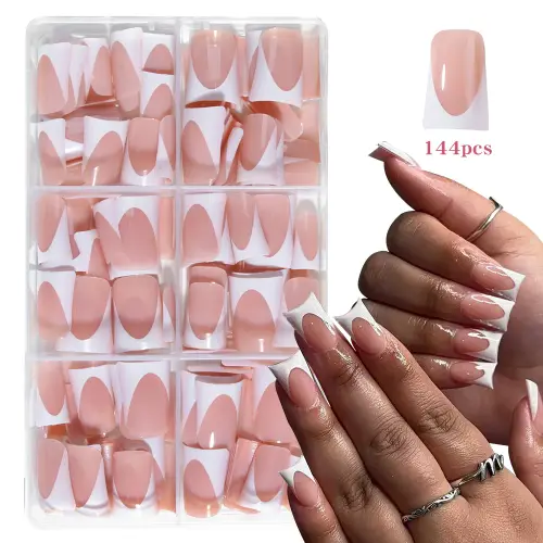 French White Press-On Nail Set — 144 Pieces