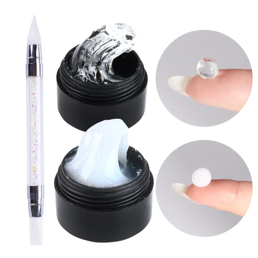 Milky Nail Charms & Rhinestones