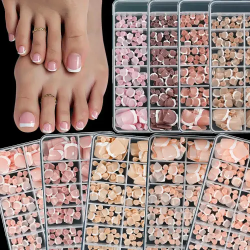 Square Pink Press-On Nail Set — 120 Pieces