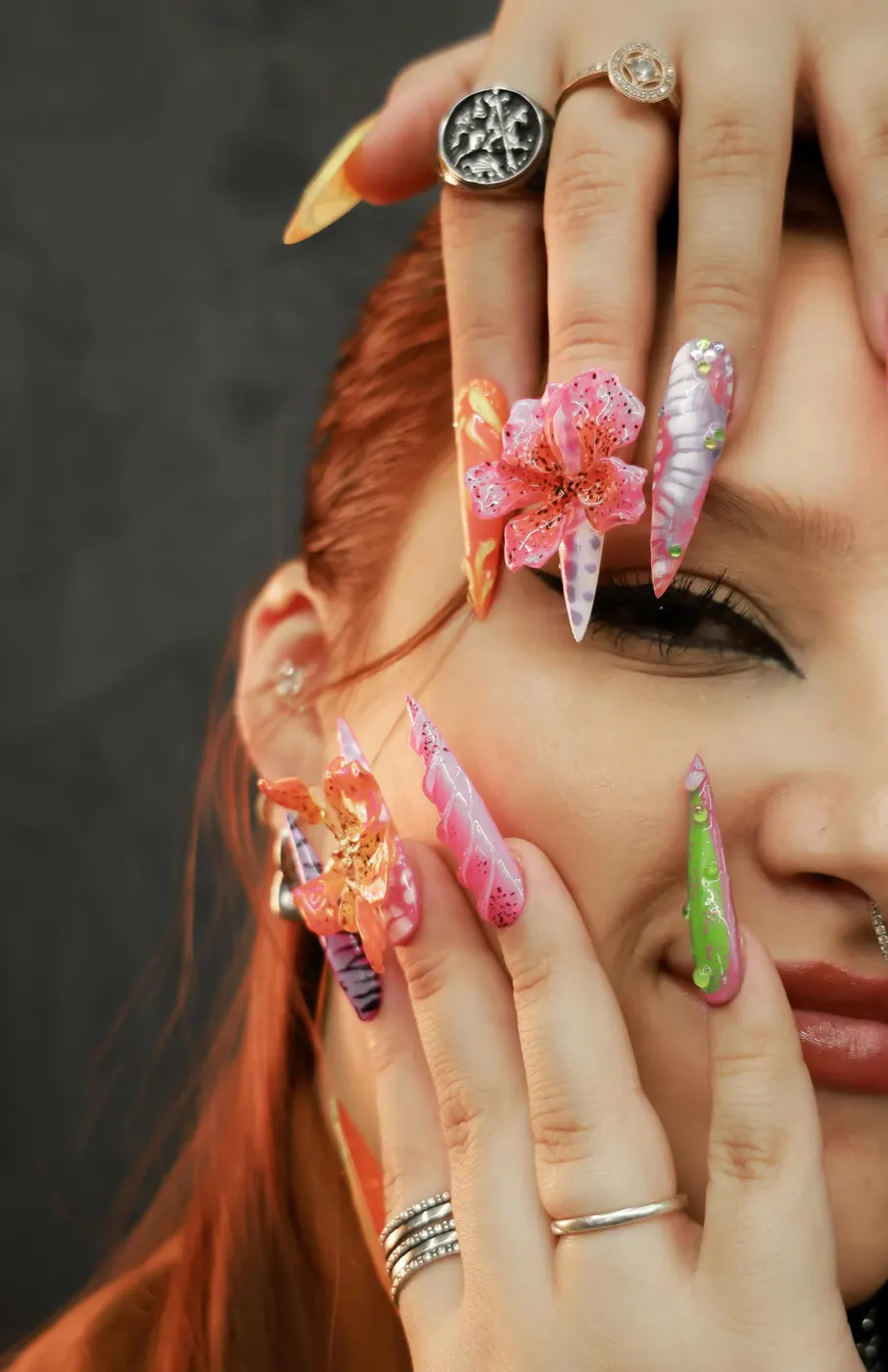 Manicure detail — hand-painted nail art